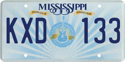 MS license plate KXD133