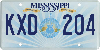 MS license plate KXD204
