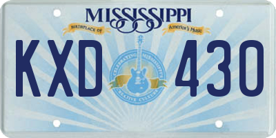 MS license plate KXD430