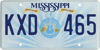 MS license plate KXD465