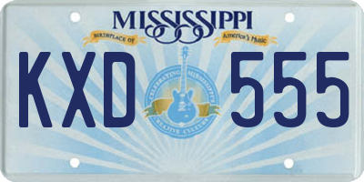 MS license plate KXD555