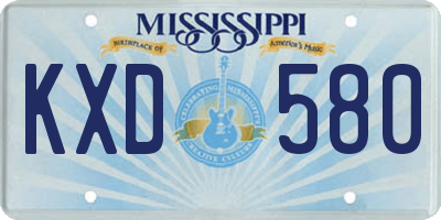 MS license plate KXD580