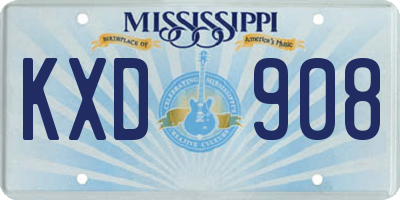 MS license plate KXD908