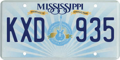 MS license plate KXD935
