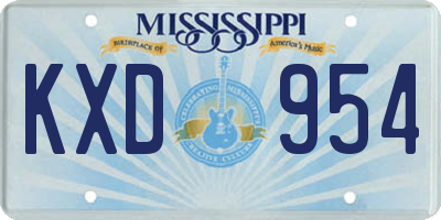 MS license plate KXD954