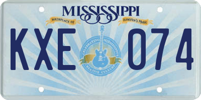 MS license plate KXE074
