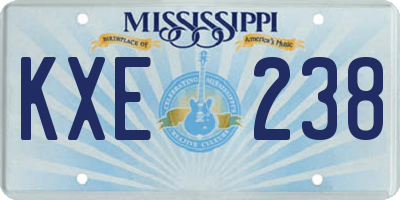 MS license plate KXE238