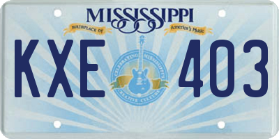 MS license plate KXE403