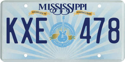 MS license plate KXE478