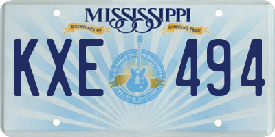 MS license plate KXE494