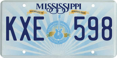 MS license plate KXE598