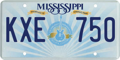 MS license plate KXE750