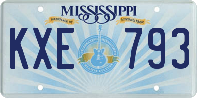 MS license plate KXE793