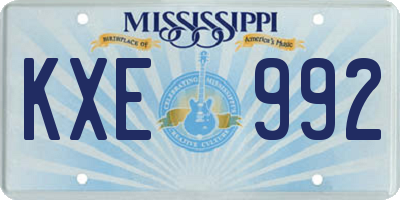 MS license plate KXE992