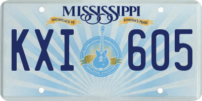 MS license plate KXI605
