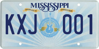 MS license plate KXJ001