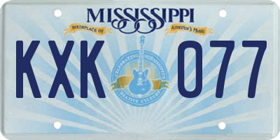 MS license plate KXK077