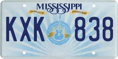 MS license plate KXK838