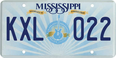 MS license plate KXL022