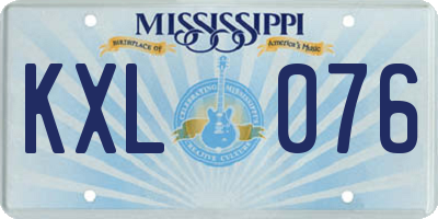 MS license plate KXL076