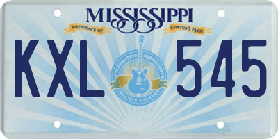 MS license plate KXL545