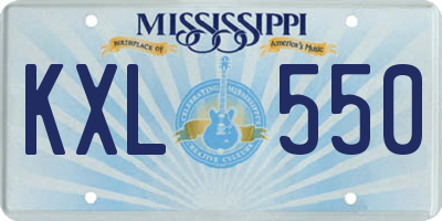 MS license plate KXL550
