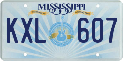 MS license plate KXL607