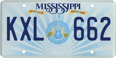 MS license plate KXL662