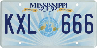 MS license plate KXL666