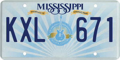 MS license plate KXL671