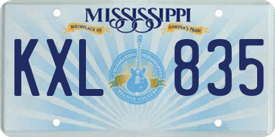 MS license plate KXL835