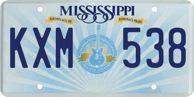 MS license plate KXM538