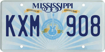 MS license plate KXM908