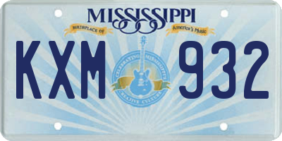 MS license plate KXM932