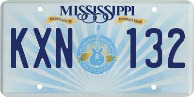MS license plate KXN132