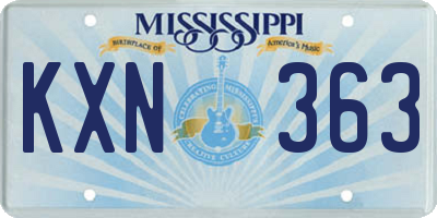 MS license plate KXN363
