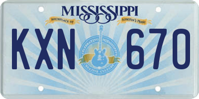 MS license plate KXN670