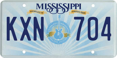 MS license plate KXN704