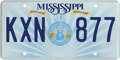 MS license plate KXN877