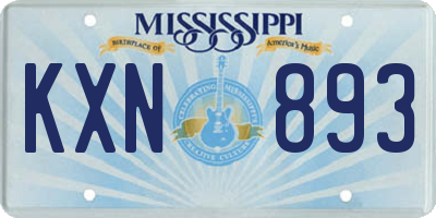 MS license plate KXN893