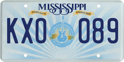 MS license plate KXO089