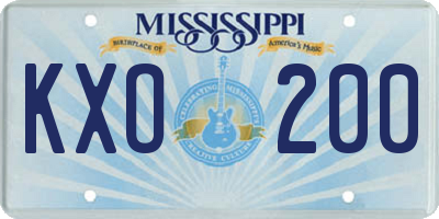 MS license plate KXO200