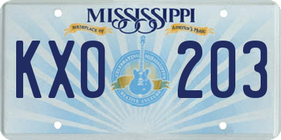 MS license plate KXO203