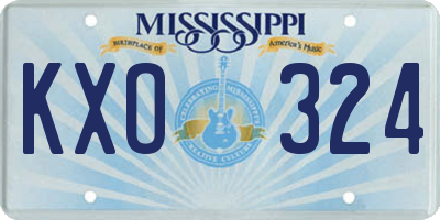 MS license plate KXO324
