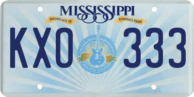 MS license plate KXO333