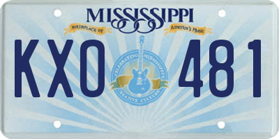 MS license plate KXO481