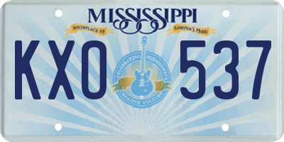 MS license plate KXO537