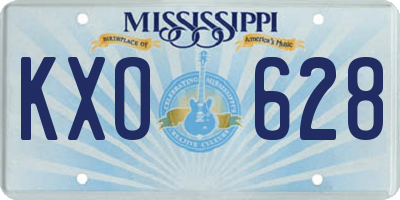 MS license plate KXO628
