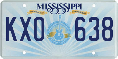 MS license plate KXO638