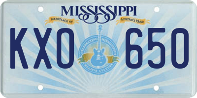 MS license plate KXO650